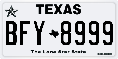 TX license plate BFY8999