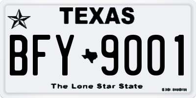 TX license plate BFY9001
