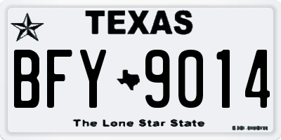 TX license plate BFY9014