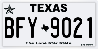 TX license plate BFY9021