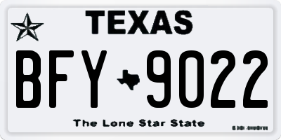 TX license plate BFY9022