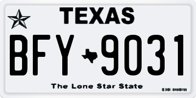 TX license plate BFY9031