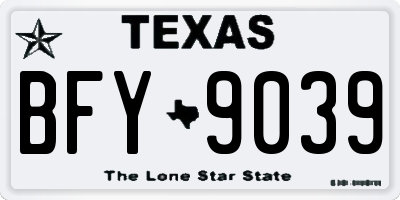 TX license plate BFY9039