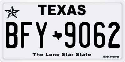 TX license plate BFY9062