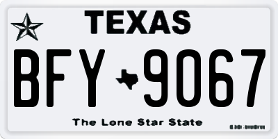 TX license plate BFY9067