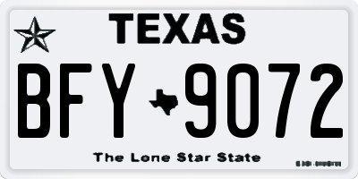 TX license plate BFY9072