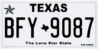 TX license plate BFY9087