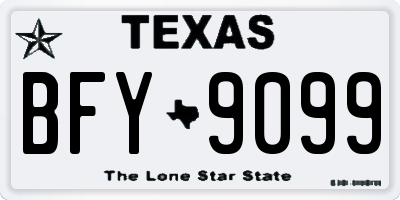 TX license plate BFY9099
