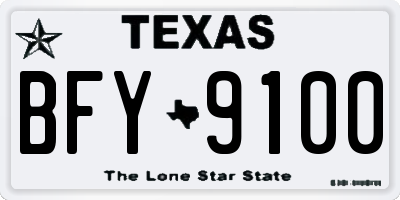 TX license plate BFY9100