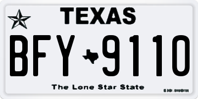 TX license plate BFY9110