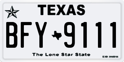 TX license plate BFY9111