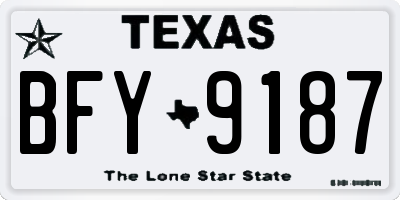 TX license plate BFY9187