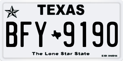 TX license plate BFY9190