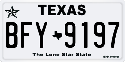 TX license plate BFY9197