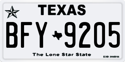 TX license plate BFY9205