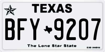 TX license plate BFY9207