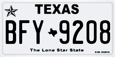 TX license plate BFY9208