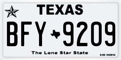 TX license plate BFY9209