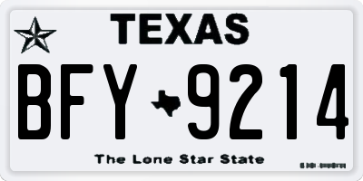 TX license plate BFY9214