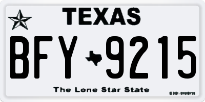 TX license plate BFY9215