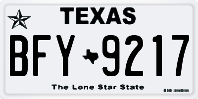 TX license plate BFY9217