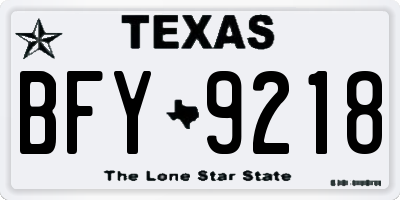 TX license plate BFY9218