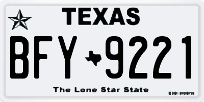 TX license plate BFY9221