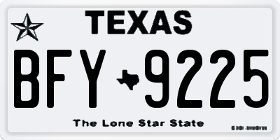 TX license plate BFY9225