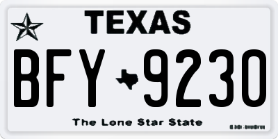 TX license plate BFY9230