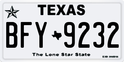TX license plate BFY9232