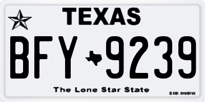 TX license plate BFY9239