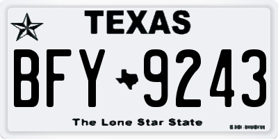 TX license plate BFY9243