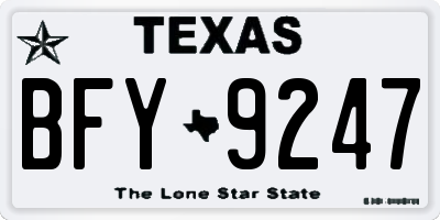 TX license plate BFY9247