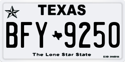 TX license plate BFY9250