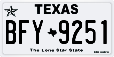 TX license plate BFY9251