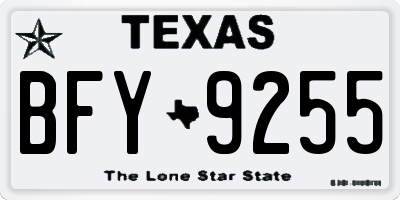 TX license plate BFY9255