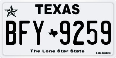 TX license plate BFY9259