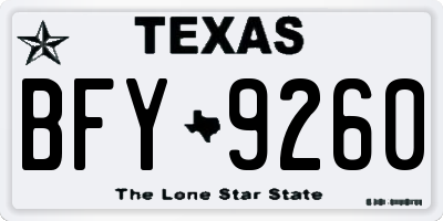 TX license plate BFY9260