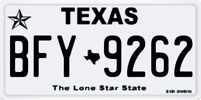 TX license plate BFY9262