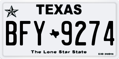 TX license plate BFY9274