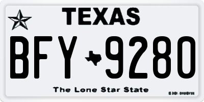 TX license plate BFY9280