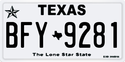 TX license plate BFY9281