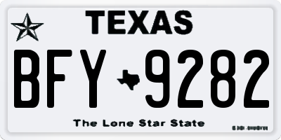 TX license plate BFY9282