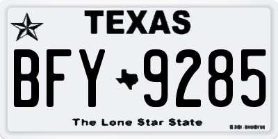 TX license plate BFY9285