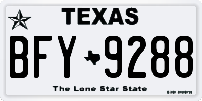 TX license plate BFY9288