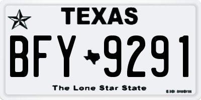 TX license plate BFY9291
