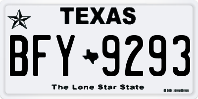 TX license plate BFY9293