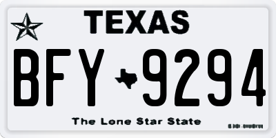 TX license plate BFY9294