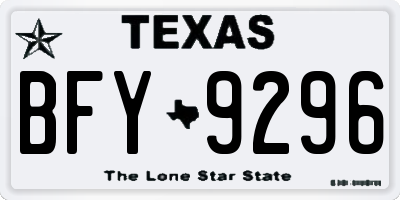 TX license plate BFY9296