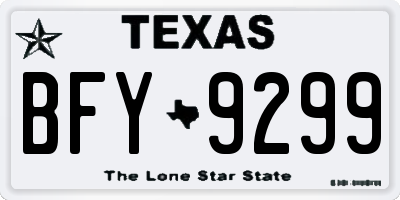 TX license plate BFY9299